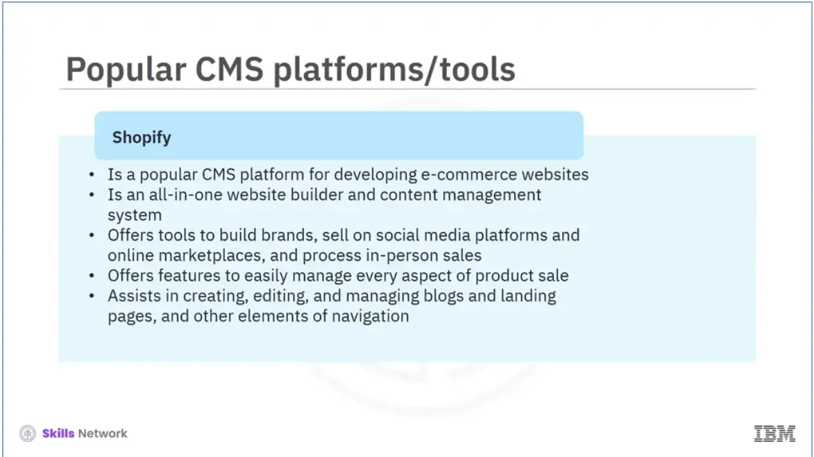 Shopify CMS Platform.