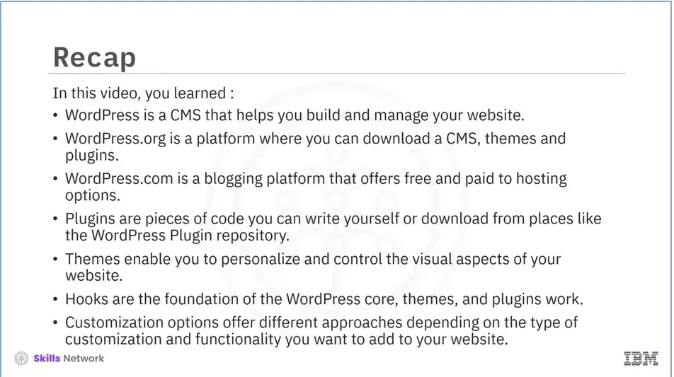 Recap (1-06a): Wordpress Concepts.