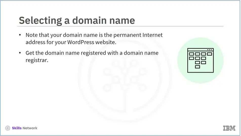 First Step: select domain name.