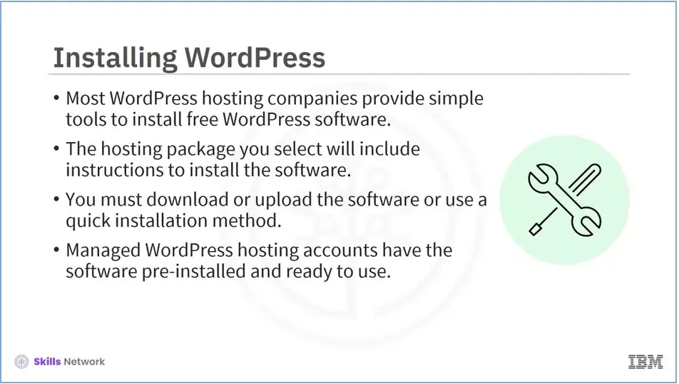 Next: install wordpress software.