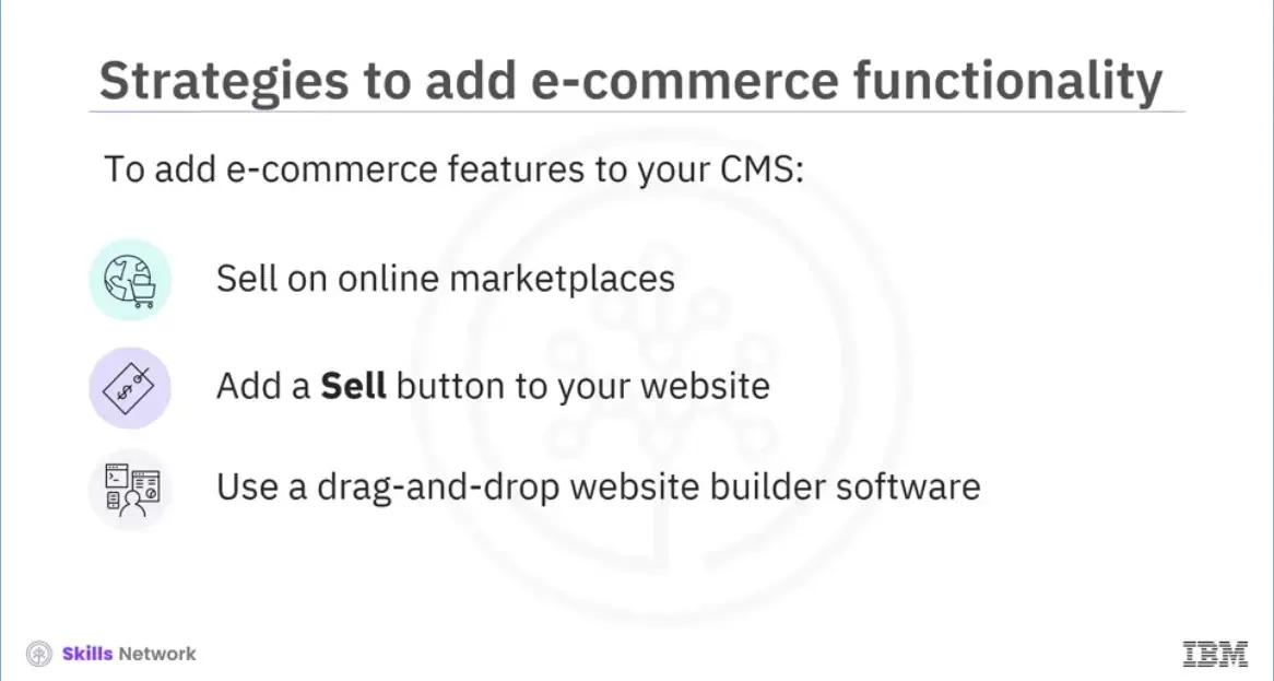 Strategies to add e-commerce functionality.