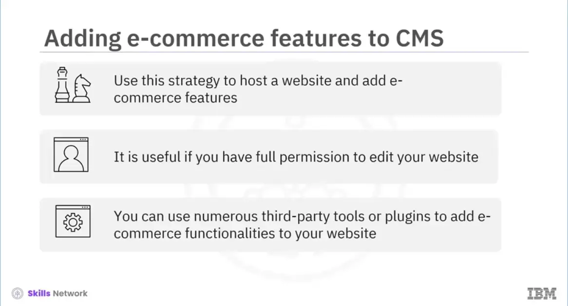 Adding e-commerce features to CMS.