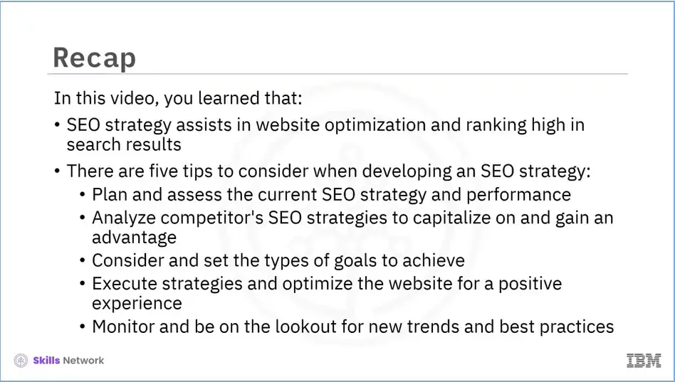 In this module (2.03): SEO strategies and tips.