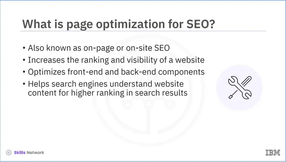 What is page optimization for SEO?