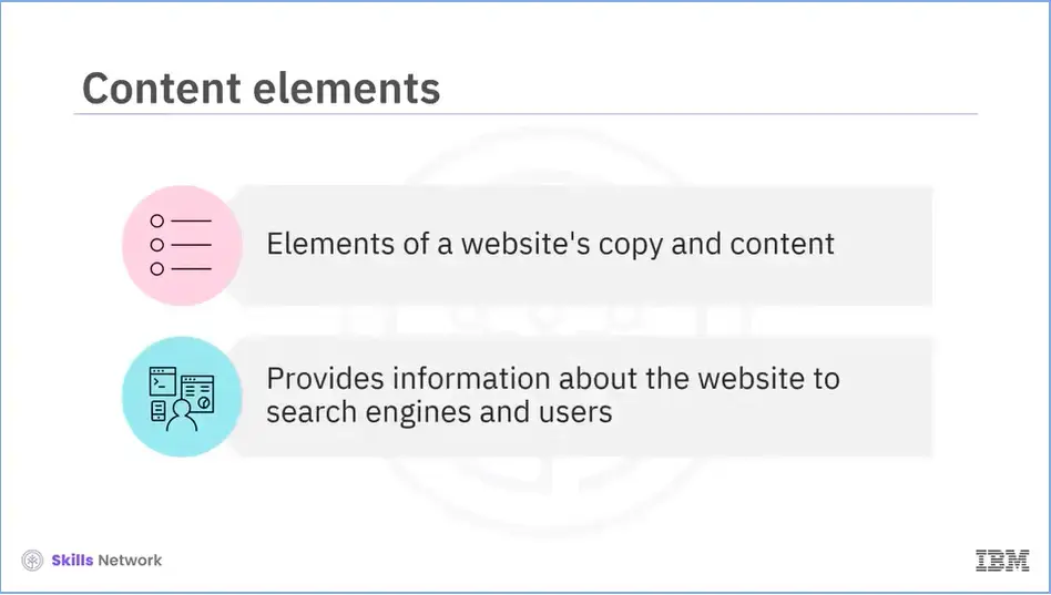 Content elements.