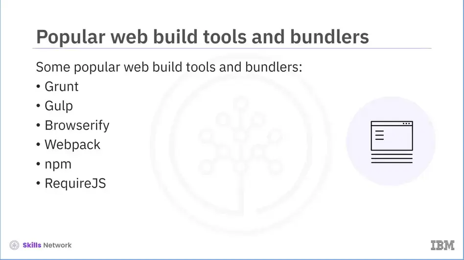 Popular web build tools and bundlers.