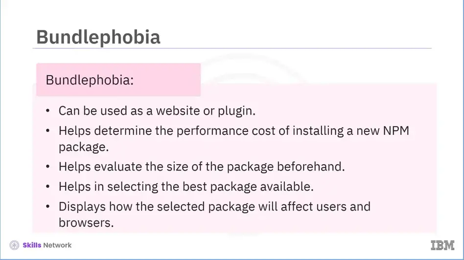 Webpack tool: Bundlephobia.