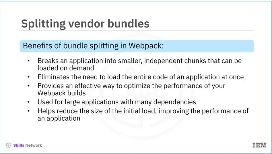 Splitting vendor bundles - Benefits of vendor splitting in Webpack.