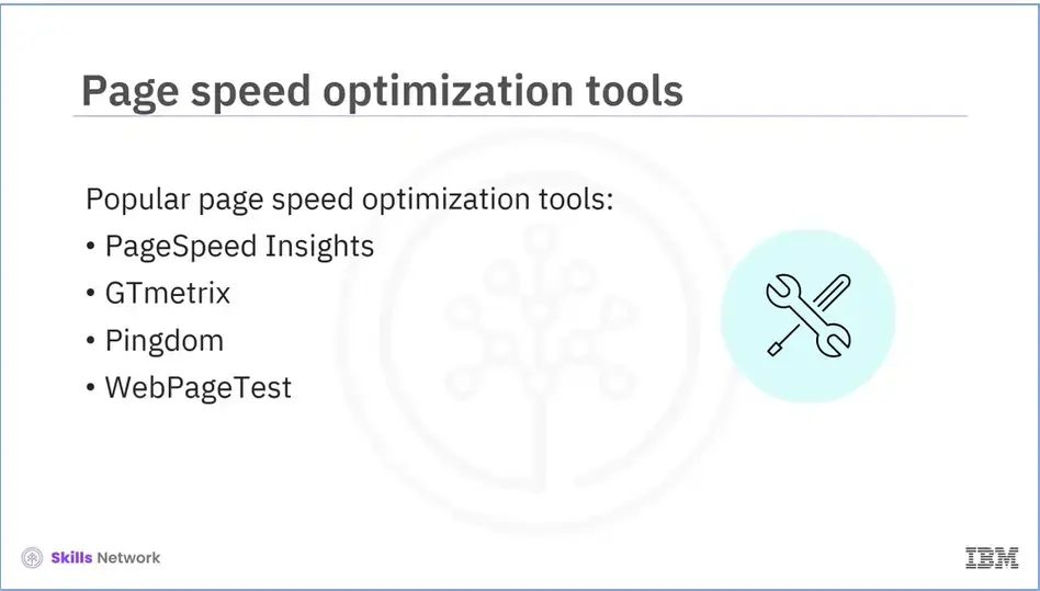 Popular page speed optimization tools.