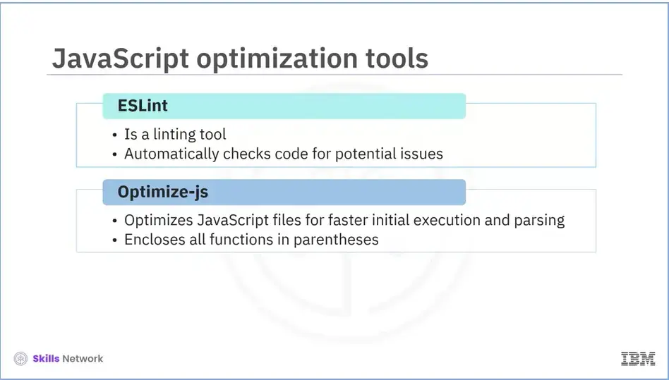 JavaScript optimization tools, cont'd.