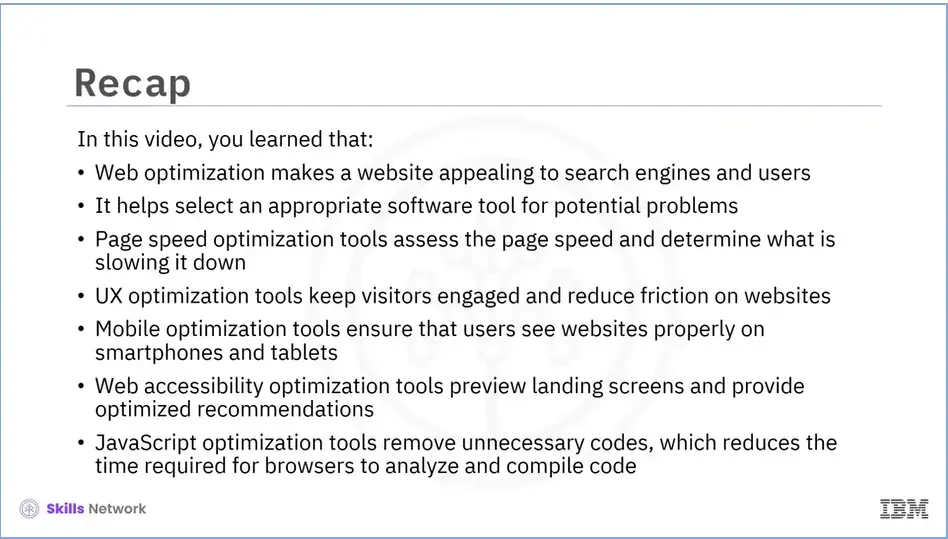 Recap (4.02); Popular Web Optimization tools.