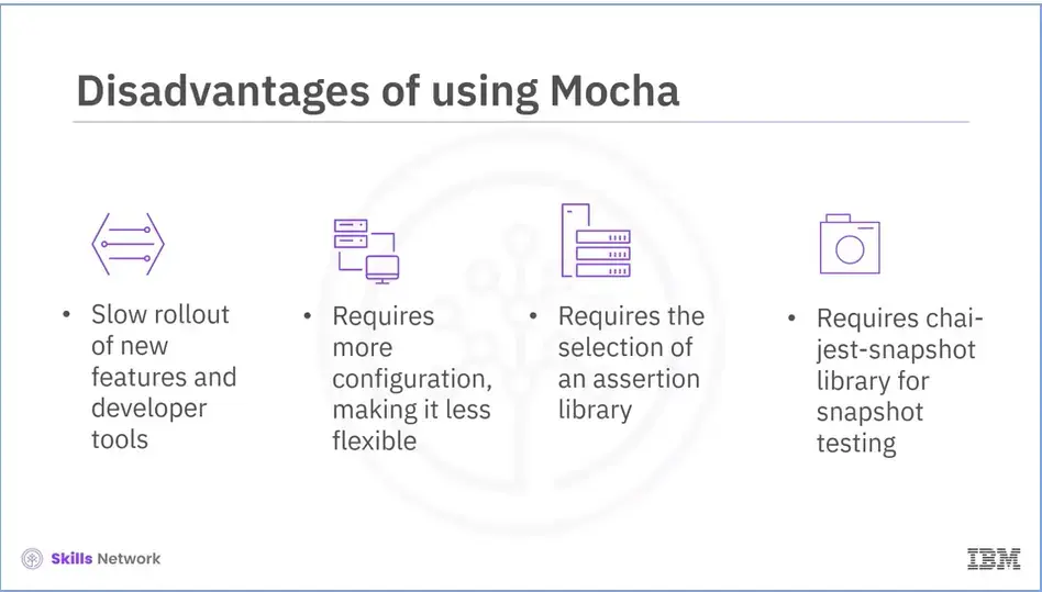 Disadvantages of using Mocha, cont'd.