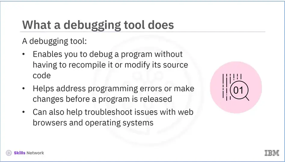 What a debugging tool does.