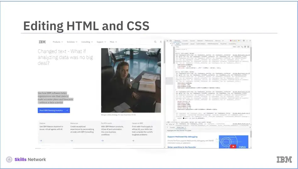 Editing HTML and CSS.