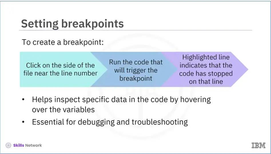 Setting breakpoints.