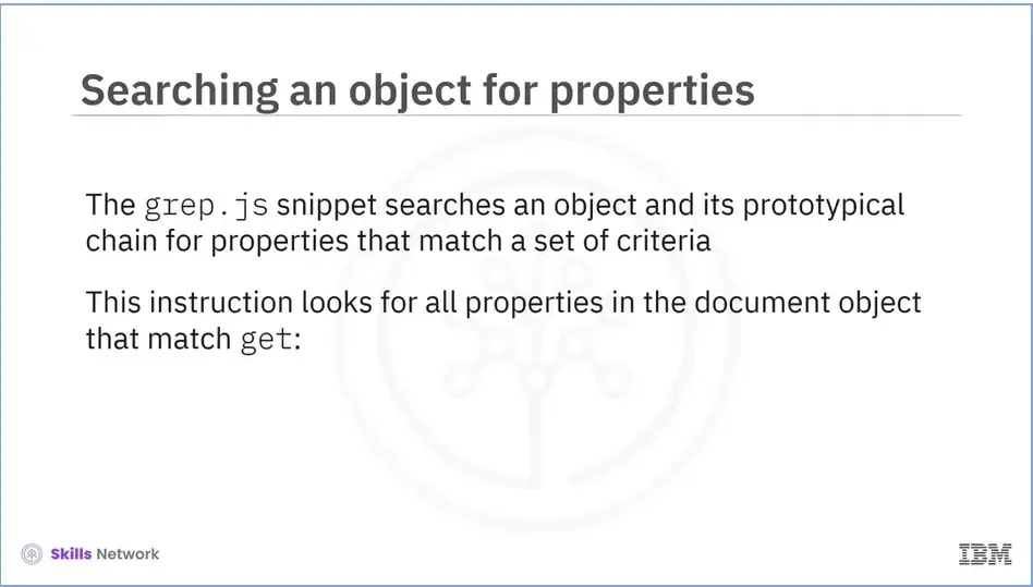 Searching an object for properties with grep.