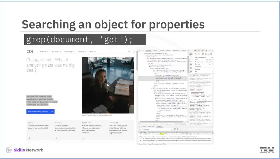 Searching an object for properties with grep, pg 2.