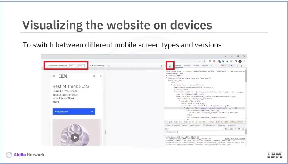 Visualizing the website on devices.