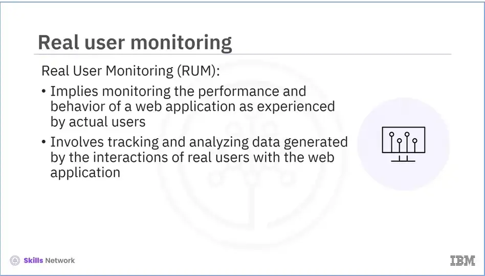 Real user monitoring (RUM).