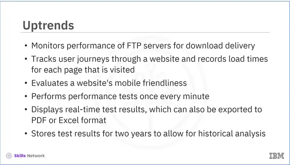 Uptrends, cont'd: Monitors performance of FTP servers and other shit.